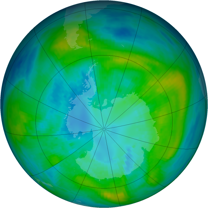 Antarctic ozone map for 09 April 1980